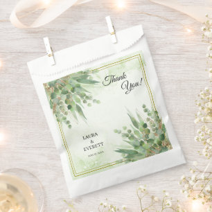 Eukalyptus Frame Green Gold Foliage Wedding Geschenktütchen