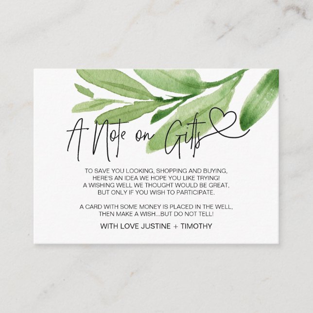 Eukalyptus Frühjahr Ein Hinweis auf Geschenke, die Begleitkarte (Vorderseite)