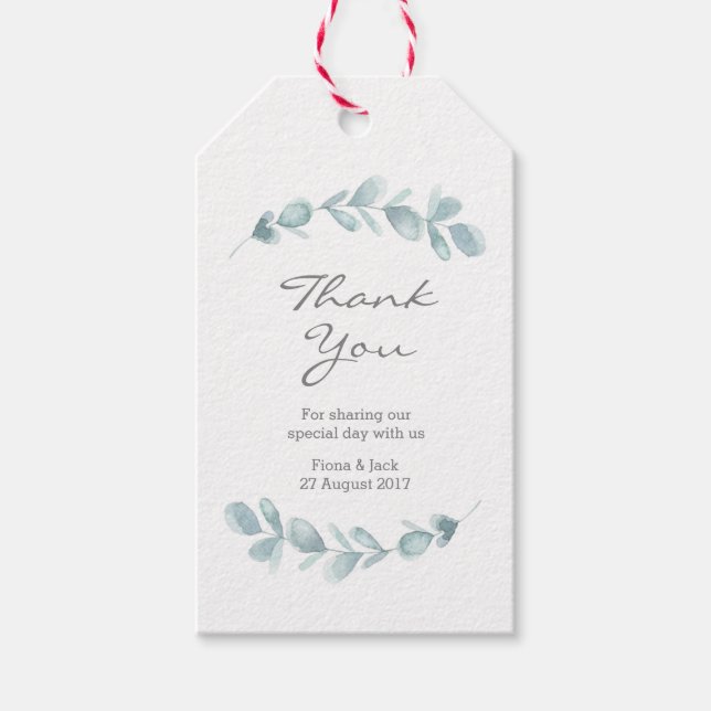 Eukalyptus Garden Aquarell-Gastgeschenk Hochzeiten Geschenkanhänger (Vorderseite)