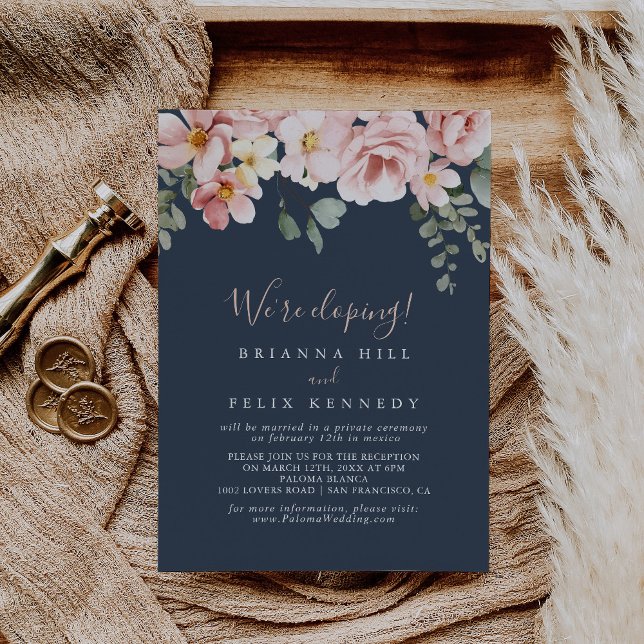 Eukalyptus Garden Rose Floral Elopement Empfang Einladung (Von Creator hochgeladen)