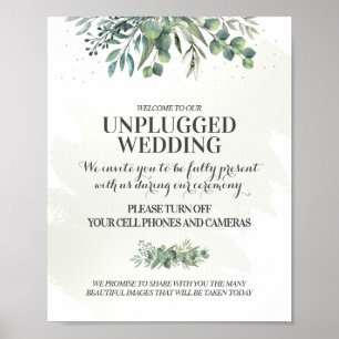 Eukalyptus Garden Unplugged Wedding Sign Poster