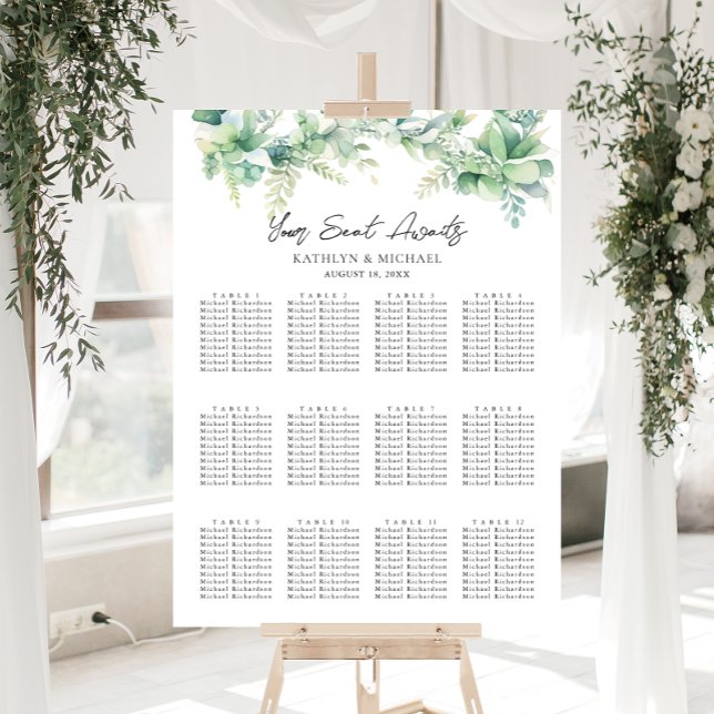 Eukalyptus Garden Wedding 12 Table Seating Charts Poster (Von Creator hochgeladen)