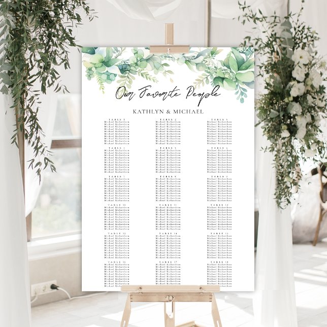 Eukalyptus Garden Wedding 18 Table Seating Charts Poster (Von Creator hochgeladen)