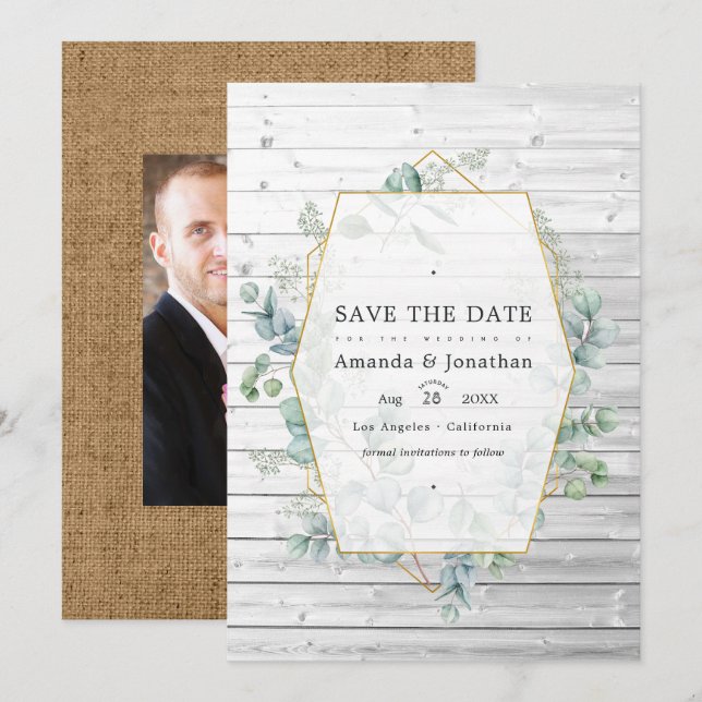 Eukalyptus Garden Wedding Save The Date (Vorne/Hinten)