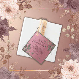 Eukalyptus-Gastgeschenk Hochzeit-Tags in Rosa Glit Geschenkanhänger