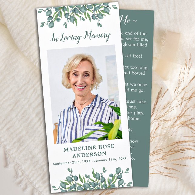 Eukalyptus-Gedenkkarte Beerdigungskarte mit Foto (Von Creator hochgeladen)