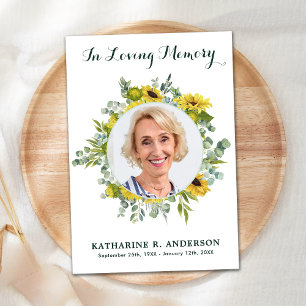 Eukalyptus-Gedenkstätte für Sonnenblumen Beileid B Dankeskarte