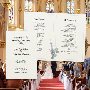 Eukalyptus gefaltetes Hochzeitsprogramm Filzpapier
