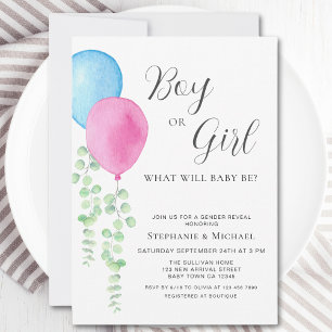 Eukalyptus-Gender-Aufdeckung von Aquarellblasen Einladung