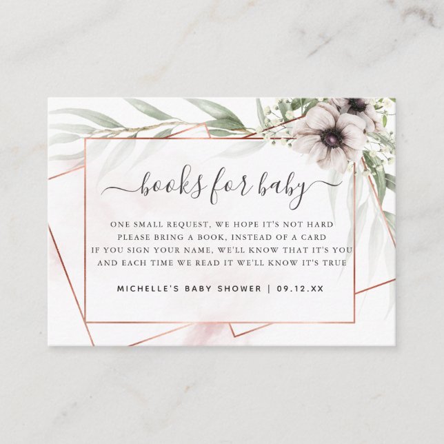 Eukalyptus Geometric Baby Shooting Book Request Begleitkarte (Vorderseite)