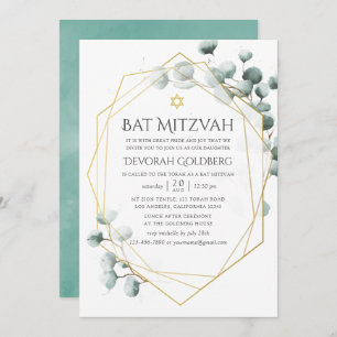 Eukalyptus Geometric Bat Mitzvah Einladung
