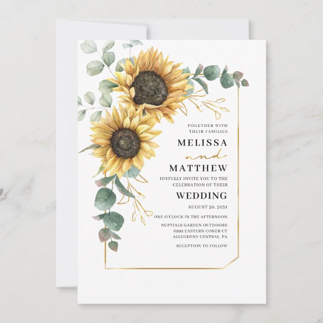 Eukalyptus geometric floral Wedding Einladung (Vorderseite)