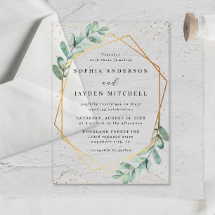 Eukalyptus Geometric Gold Foil Wedding Acryleinladungen