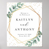 Eukalyptus Geometric Gold Foil Wedding Willkommen