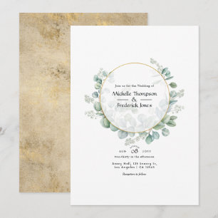 Eukalyptus Geometric Gold Wedding Einladung