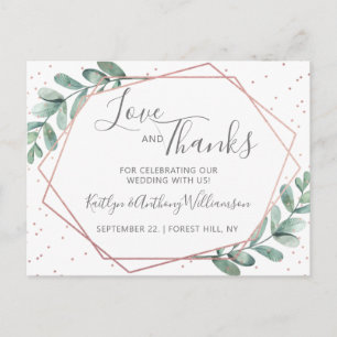 Eukalyptus Geometric Rose Gold Foil Wedding Ankündigungspostkarte