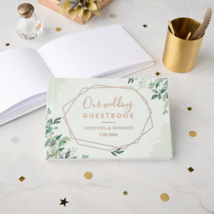 Eukalyptus Geometric Rose Gold Foil Wedding Gästebuch