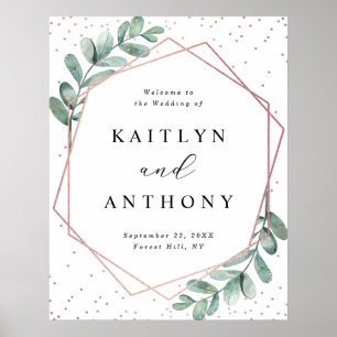 Eukalyptus Geometric Rose Gold Foil Wedding Poster