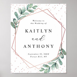 Eukalyptus Geometric Rose Gold Foil Wedding Poster