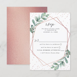 Eukalyptus Geometric Rose Gold Foil Wedding RSVP Karte