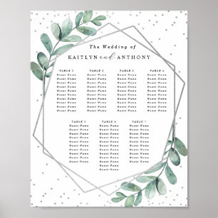 Eukalyptus Geometric Silver Foil Wedding Poster