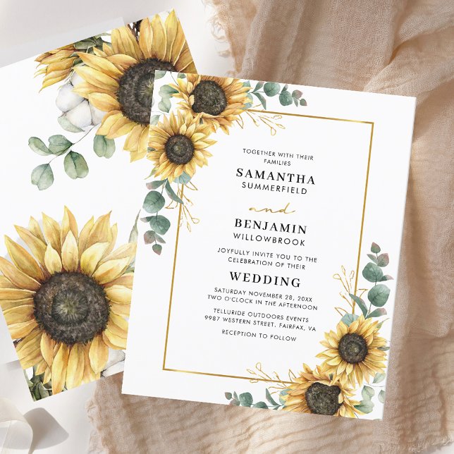 Eukalyptus Geometric Sunflower Wedding Einladung (Eucalyptus Geometric Sunflower Wedding Invitation)