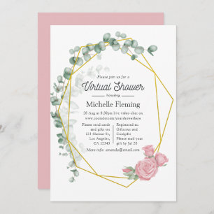 Eukalyptus Geometric Virtual Baby Dusche Einladung