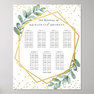 Eukalyptus Geometric Wedding Chart Real Foliendrucke