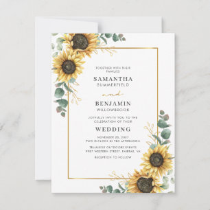 Eukalyptus Geometric Wedding Floral Sunflower Einladung