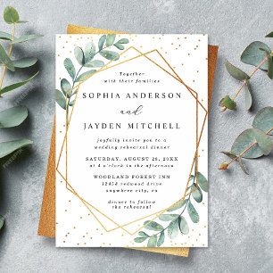 Eukalyptus Geometric Wedding Probe Dinner Einladung