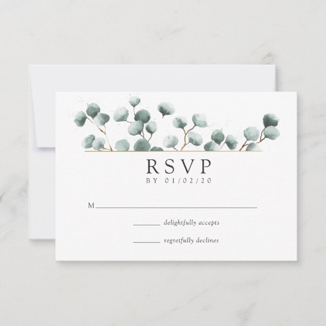 Eukalyptus Geometric Wedding RSVP (Vorderseite)