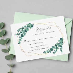 Eukalyptus Geometric Wedding RSVP Cards Karte