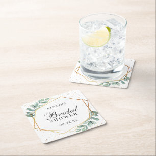 Eukalyptus-Geometrie-Goldfolie-Junggesellinnenabsc Rechteckiger Pappuntersetzer