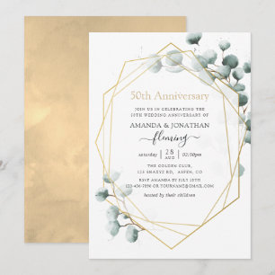Eukalyptus Geometrisch 50. Hochzeitstag Einladung