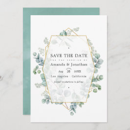 Eukalyptus geometrische Hochzeit in Aquarellen Ret Save The Date