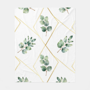 Eukalyptus geometrisches Goldmuster Fleecedecke