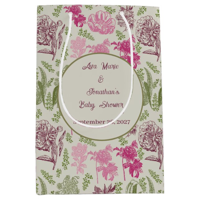 Eukalyptus-Girl-Babydusche Mittlere Geschenktüte (Vorderseite)