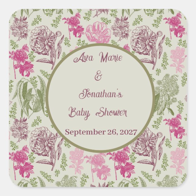 Eukalyptus-Girl-Babydusche Quadratischer Aufkleber (Vorderseite)