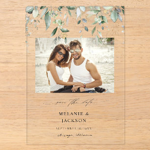 Eukalyptus-Glanz-Foto-Save-the-Date Acryleinladungen