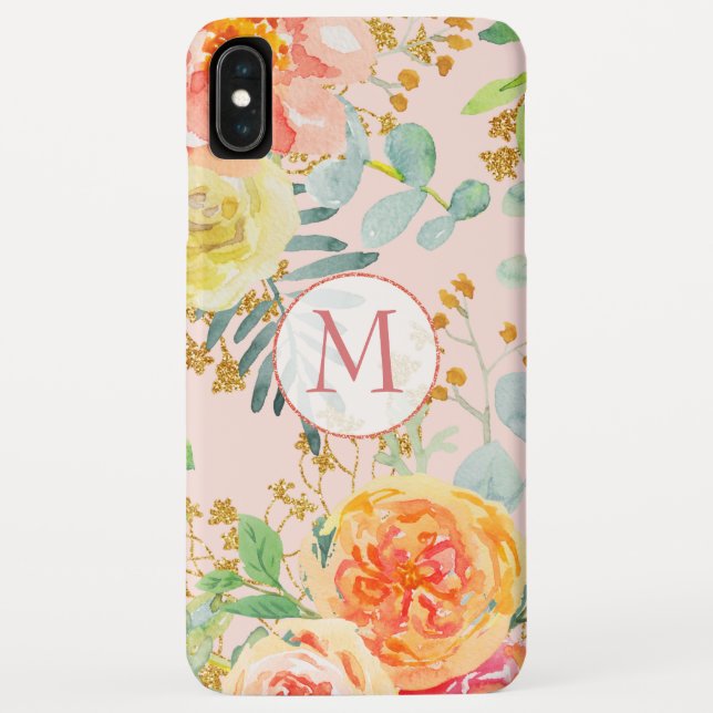 Eukalyptus-Glitzer Monogramm Case-Mate iPhone Hülle (Rückseite)