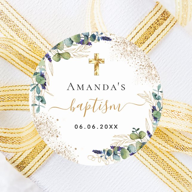 Eukalyptus-Glitzer Monogramm Runder Aufkleber (Von Creator hochgeladen)