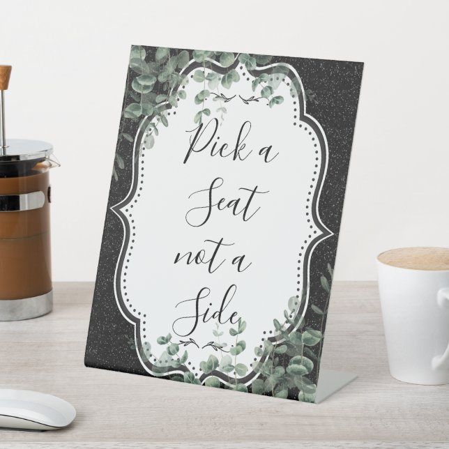 Eukalyptus-Glitzer und Blütenblättriger Pick Sockelschild (In SItu)