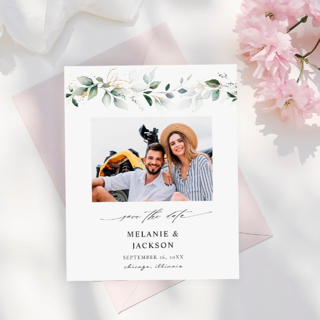 Eukalyptus Glow Foto Save the Date 2 Flyer (Von Creator hochgeladen)