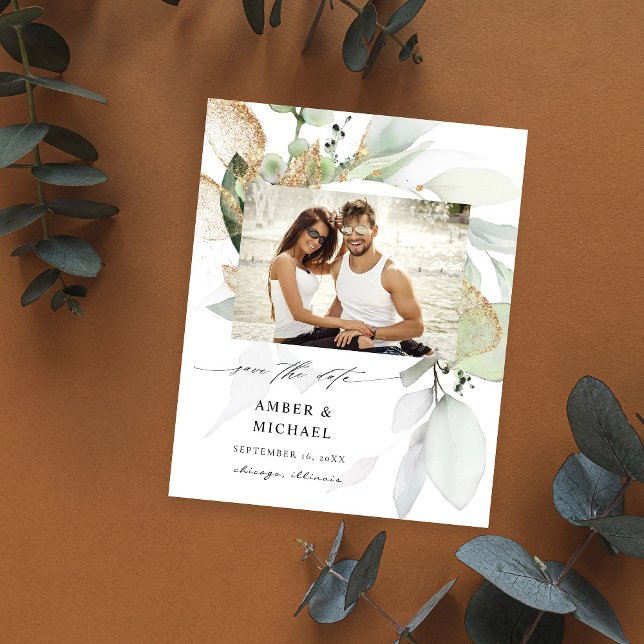 Eukalyptus-Glow-Foto Save the Date 3 Flyer (Von Creator hochgeladen)