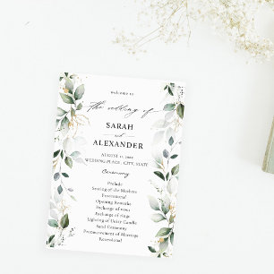 Eukalyptus Glow Gold Greenerity Wedding Program 2 Einladung