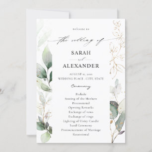 Eukalyptus Glow Gold Greenerity Wedding Program Einladung