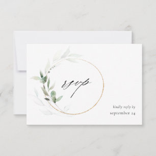 Eukalyptus Glow Gold Greenery 2 w Meal RSVP Card Karte