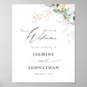 Eukalyptus Glow Gold Greenery Begrüßung Plakat 4