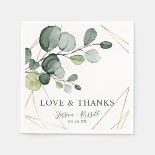 Eukalyptus Gold Abstrakte Liebe und Dankpapier Serviette