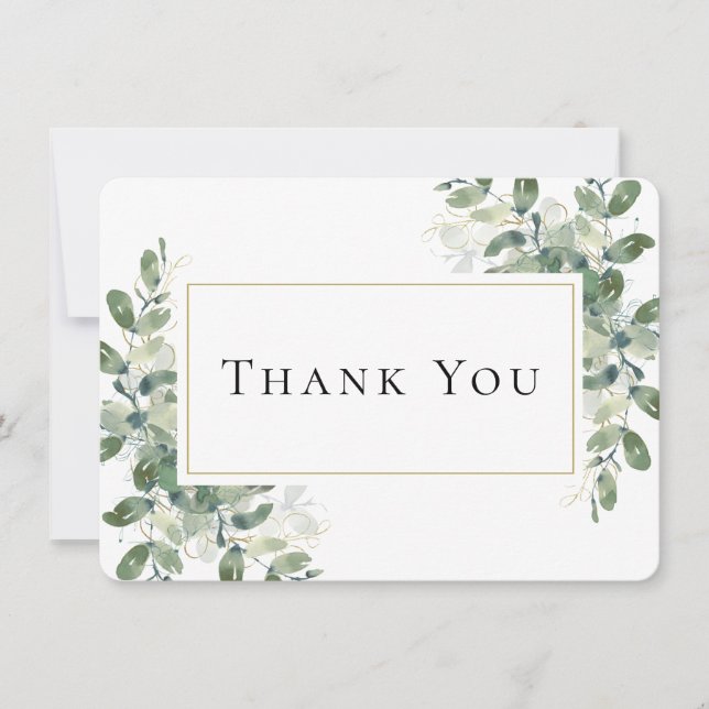 Eukalyptus Gold Beileid Beerdigung Dankeskarte (Vorderseite)